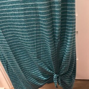 Roxy Teal Striped High Low Knit Skirt Size L